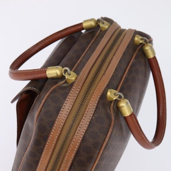 CELINE Macadam Canvas Hand Bag Pvc Leather Brown Gold - Picture 6 of 12